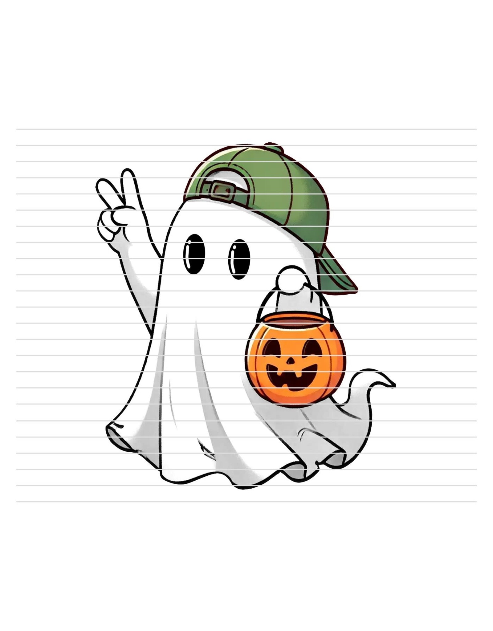 DTF Print-320* 12secs Cold Peel- Peace Boy Ghost (7x8")