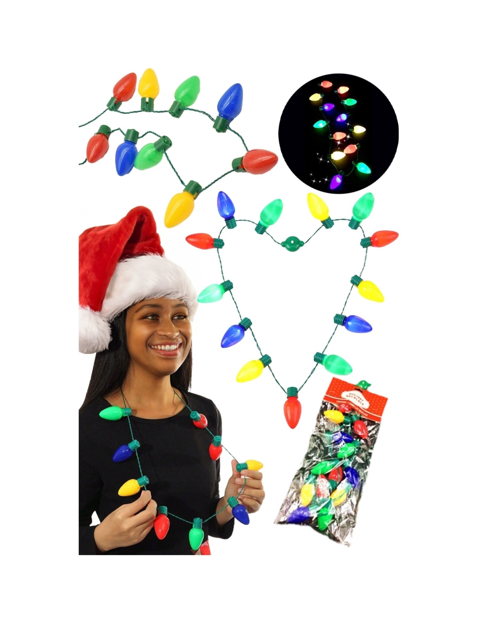 Christmas String Lights LED Light-Up Bulb Necklace