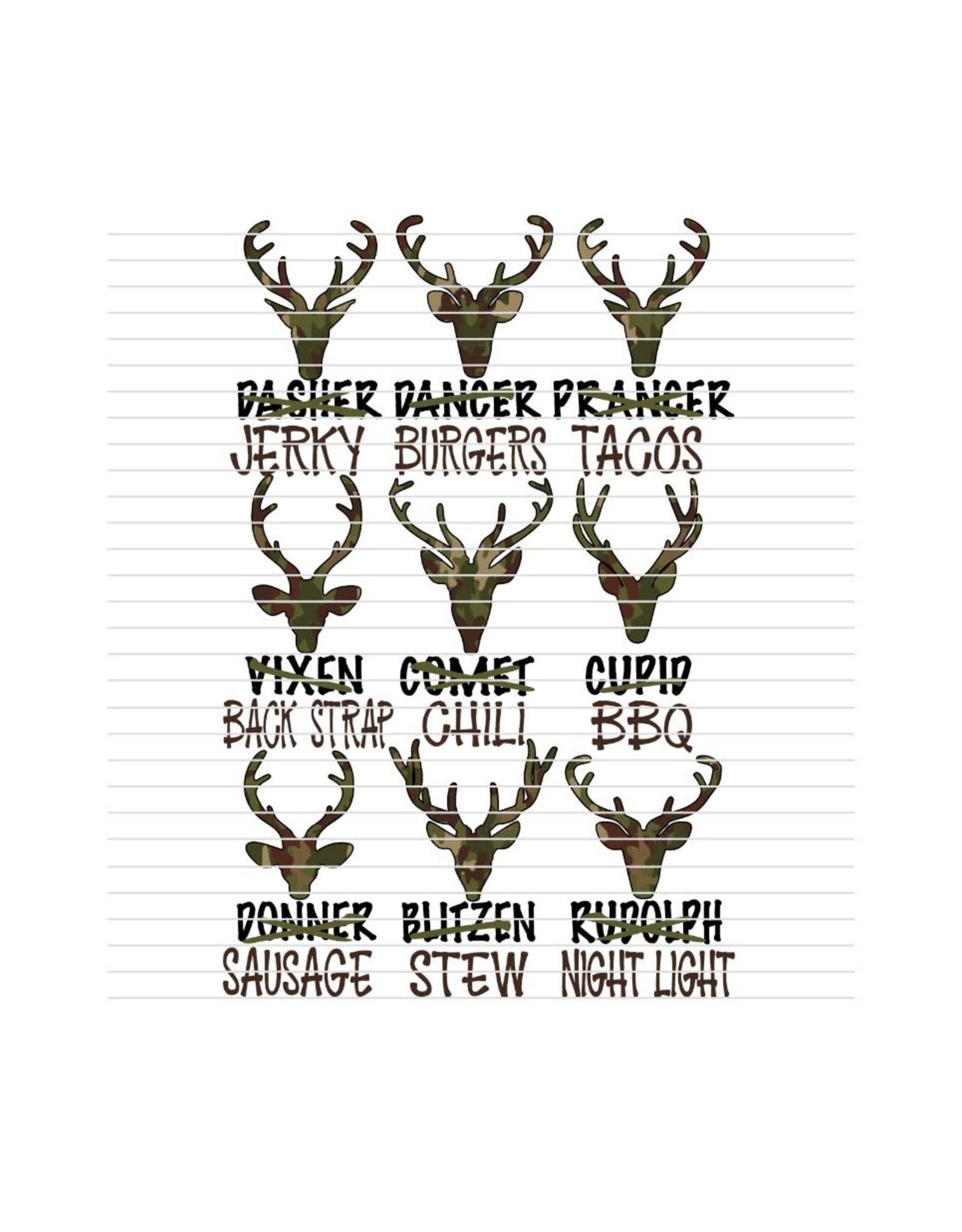 DTF Christmas Prints-320*12sec-Cold Peel Camo Deer Adult