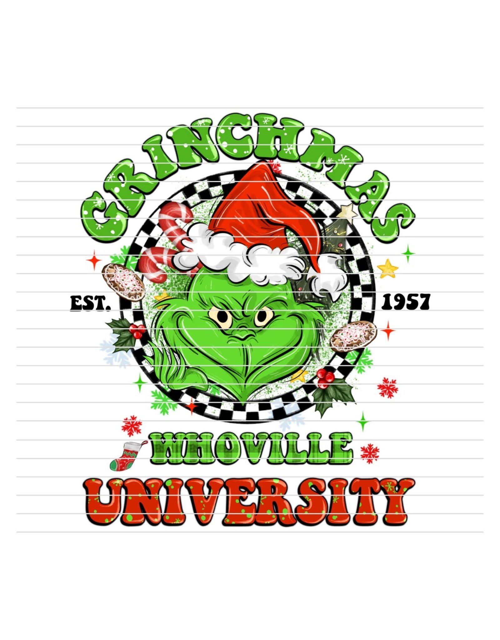 DTF Christmas Prints-320*12sec-Cold Peel-Grinchmas University-Youth