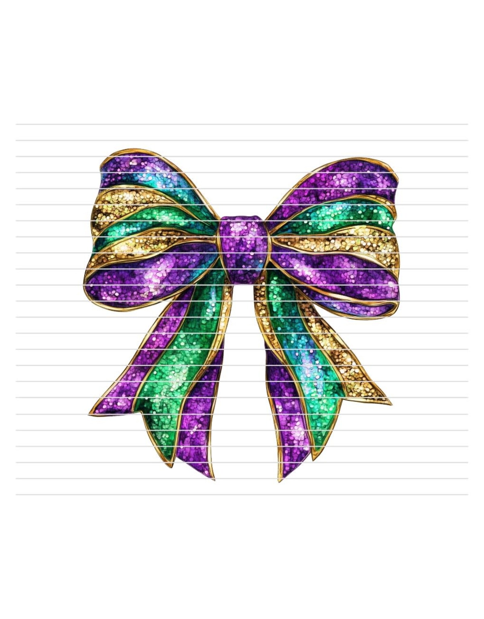 DTF Print-320*12sec-Cold Peel-Mardi Gras Glitter Bow (Youth)