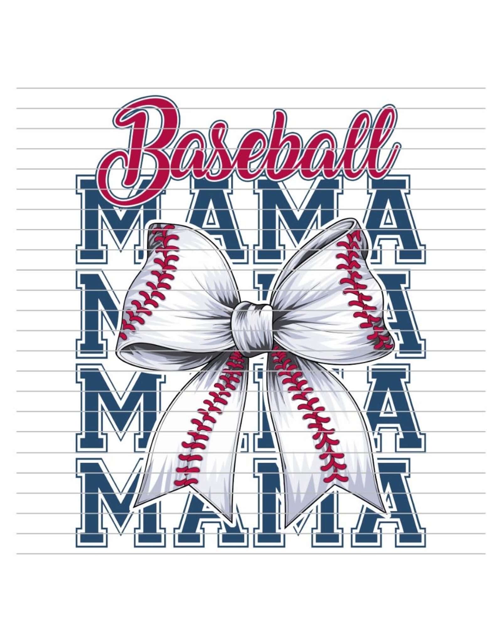 DTF Print-320*12sec-Cold Peel-Baseball Mama Bow (Adult)