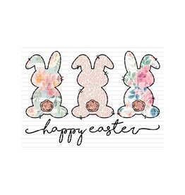 DTF Print 320* 12Sec COLD PEEL- Floral Bunny Trio
