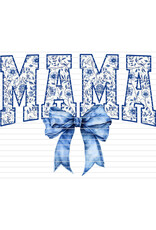 DTF Print-320* 12secs COLD PEEL -Blue Floral Mama Bow