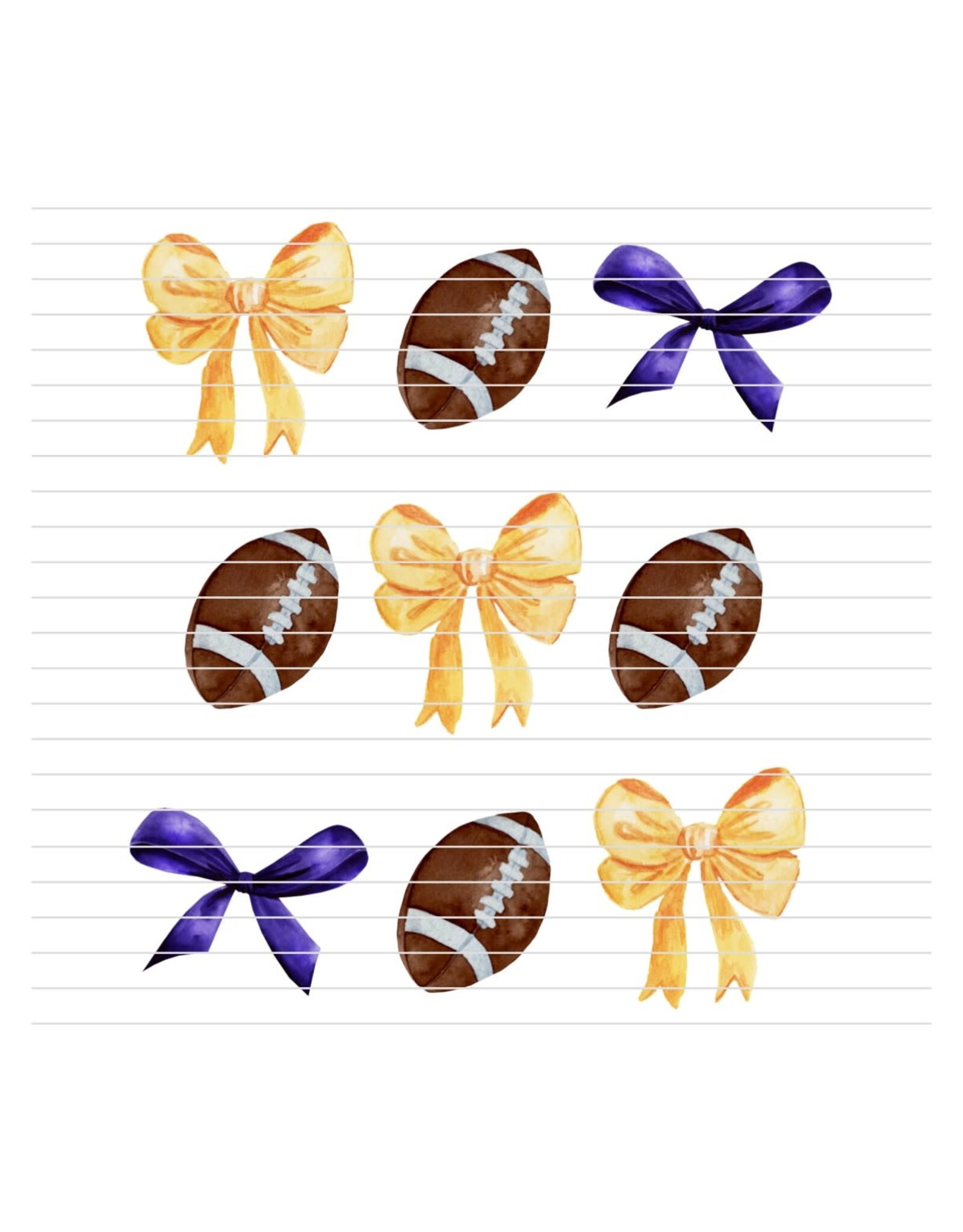 DTF Print-320* 12secs COLD PEEL-Purple/Gold Football Coquette