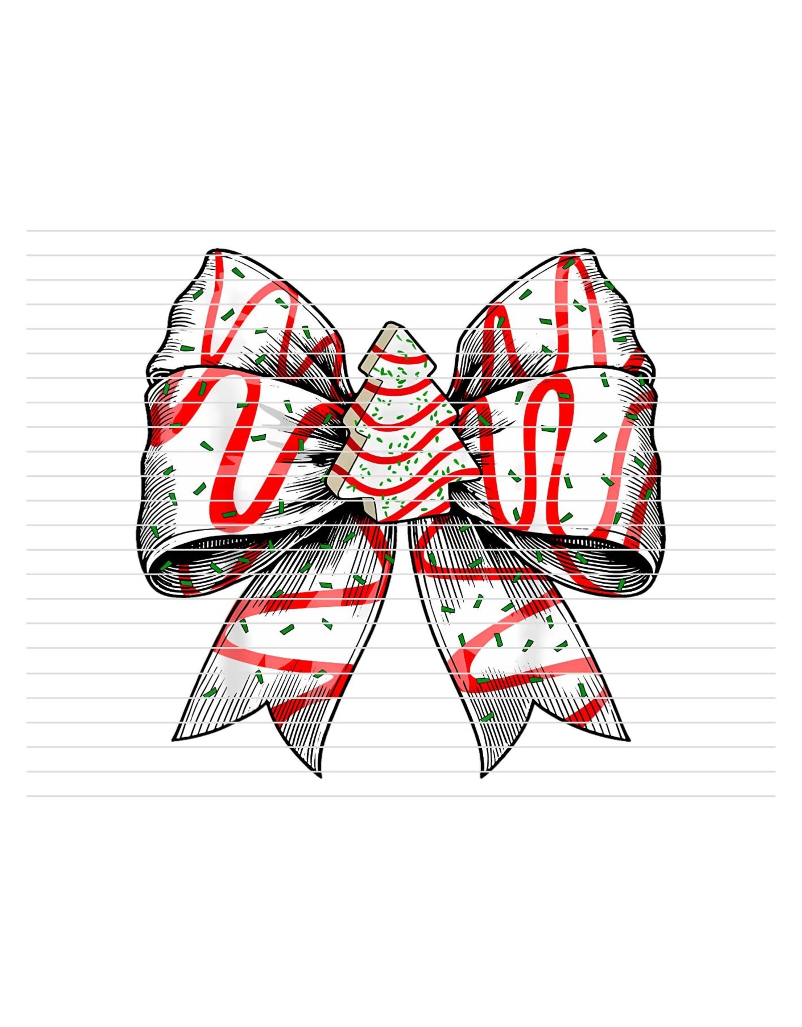 DTF Print-320* 12secs Cold Peel- Christmas Tree Cake Bow (Adult)