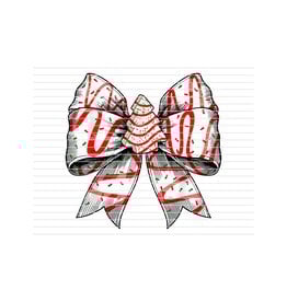 DTF Print-320* 12secs Cold Peel- Christmas Tree Cake Bow (Adult)