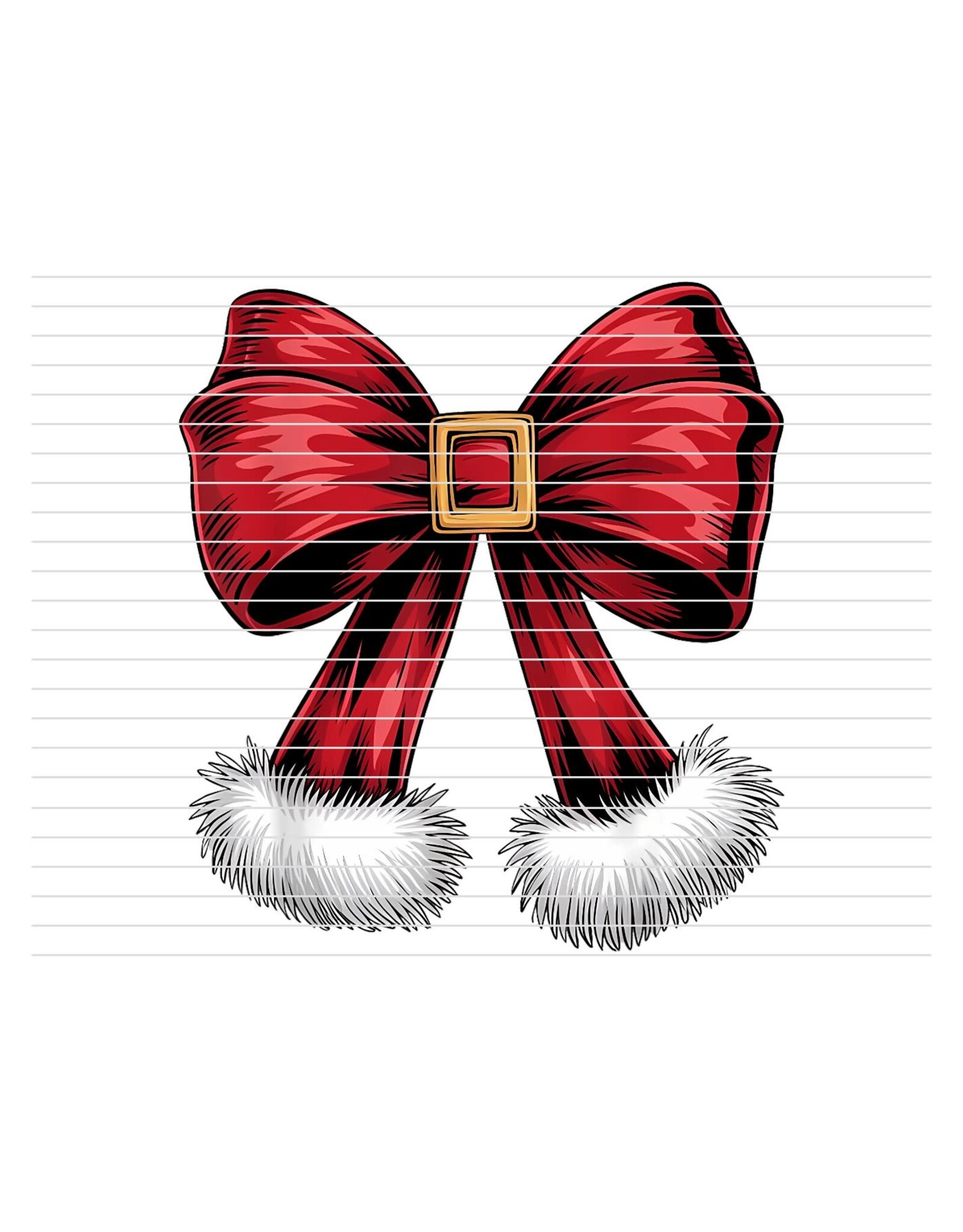 DTF Print-320* 12secs Cold Peel- Santa Bow (Adult)