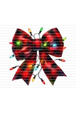 DTF Print-320* 12secs Cold Peel- Christmas Lighted Plaid Bow (Adult)