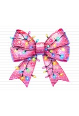 DTF Print-320* 12secs Cold Peel- Pink Christmas Lighted Bow (Youth)