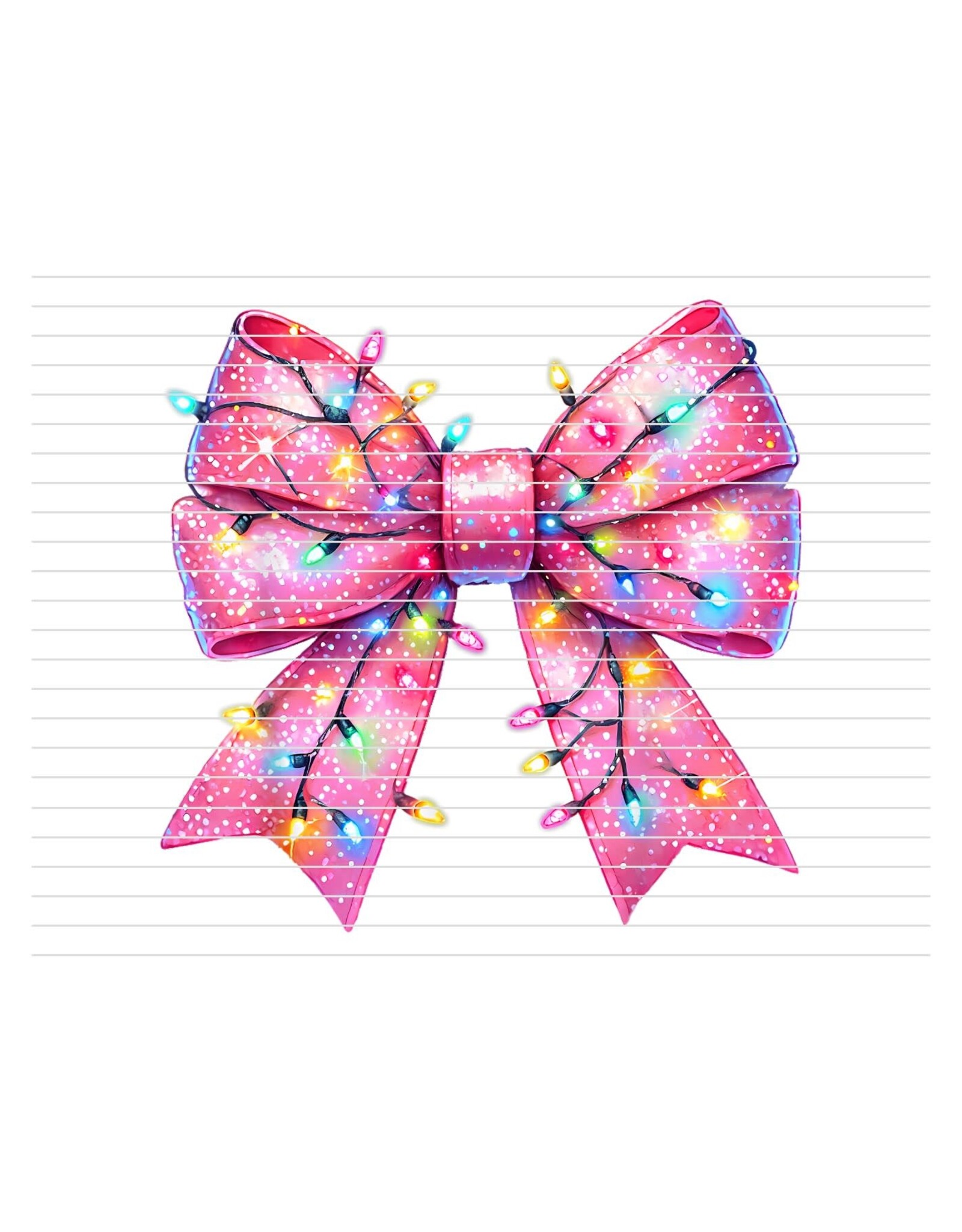 DTF Print-320* 12secs Cold Peel- Pink Christmas Lighted Bow (Youth)
