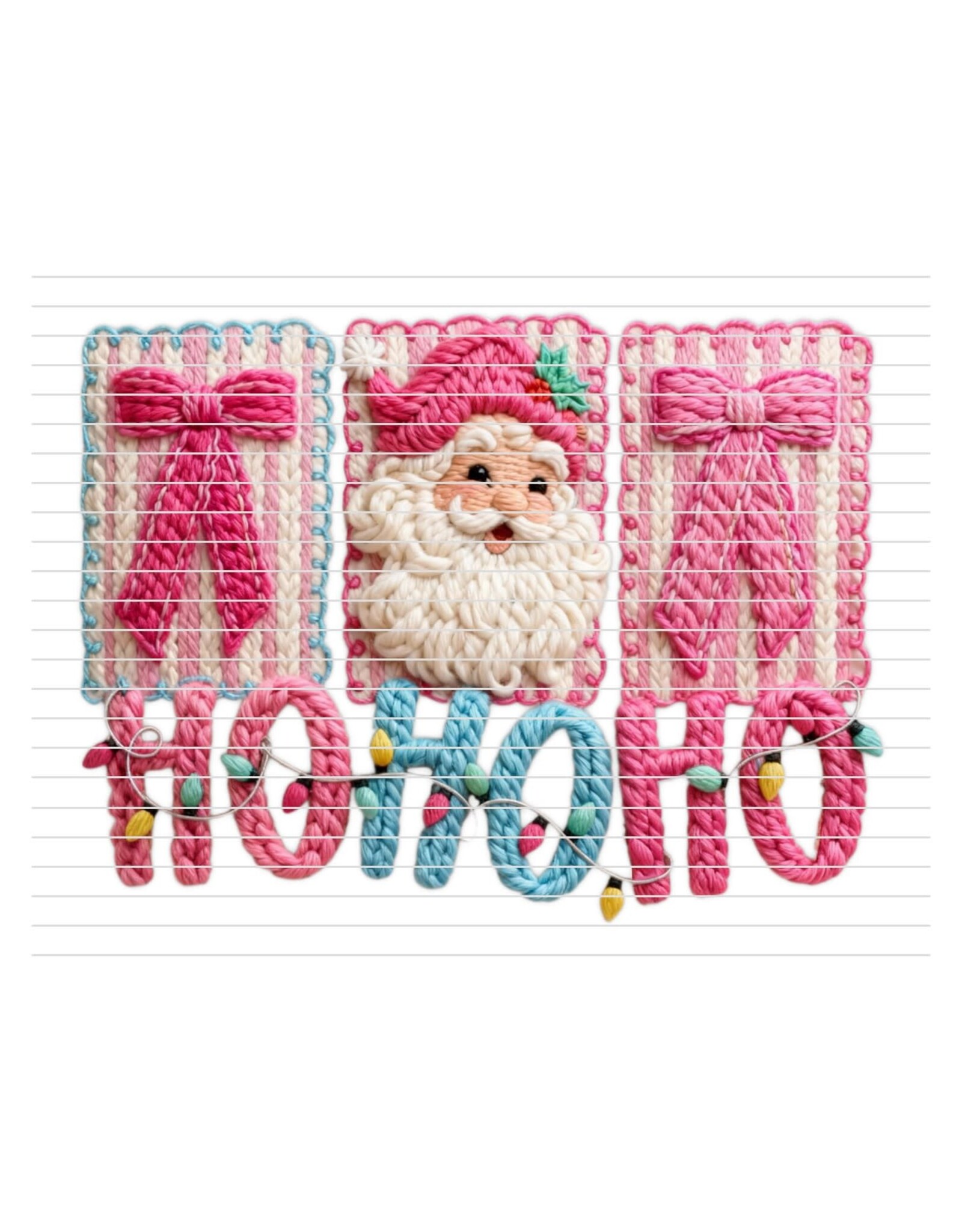 DTF Print-320* 12secs Cold Peel- Ho Ho Ho Faux Yarn (Adult)