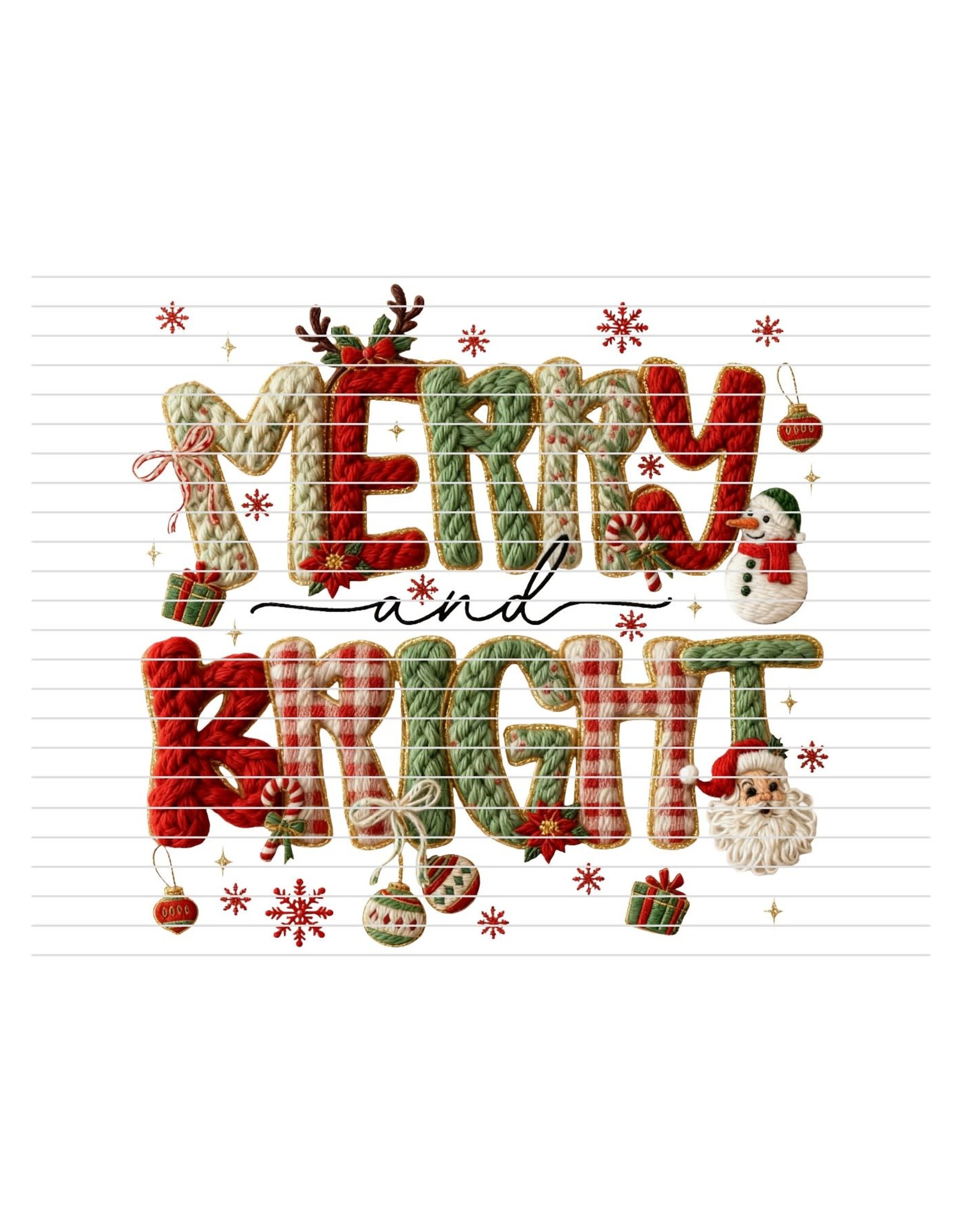DTF Print-320* 12secs Cold Peel- Merry and Bright Faux Yarn (Adult)