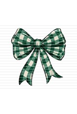 DTF Print-320* 12secs Cold Peel- Green/Ivory Plaid Bow (Youth) 7x7