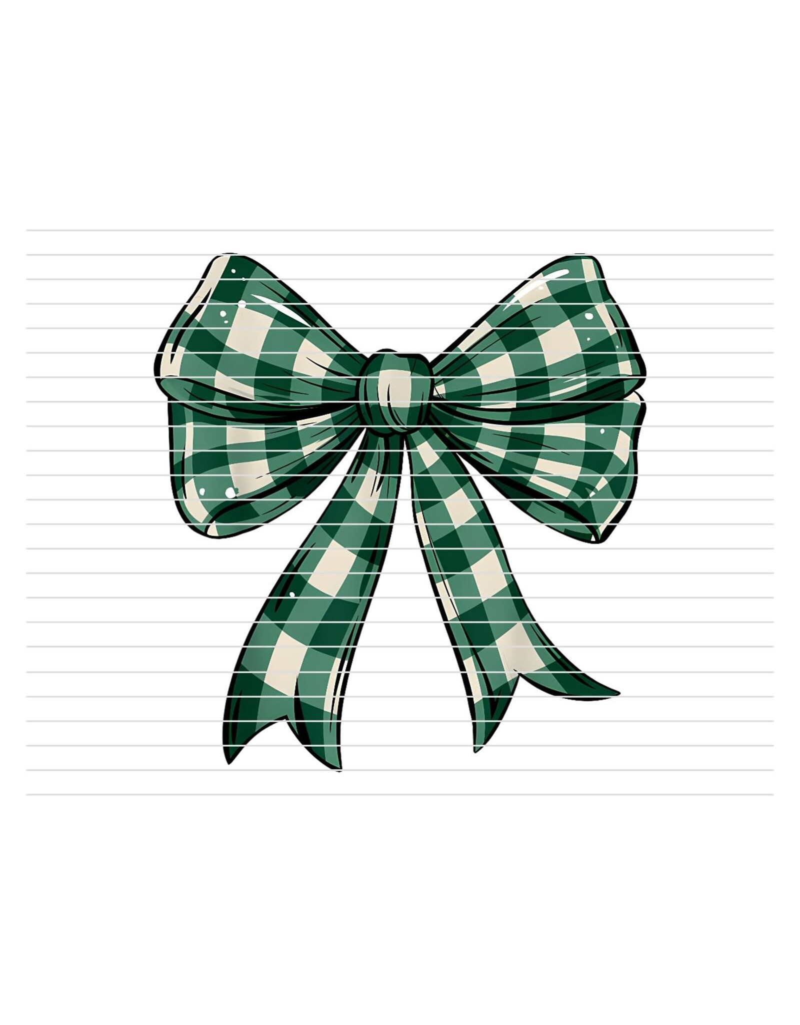 DTF Print-320* 12secs Cold Peel- Green/Ivory Plaid Bow (Youth) 7x7