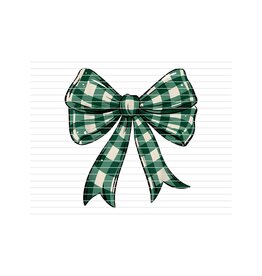 DTF Print-320* 12secs Cold Peel- Green/Ivory Plaid Bow (Youth) 7x7