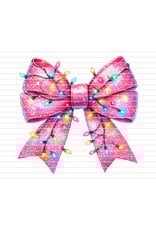 DTF Print-320* 12secs Cold Peel- Pink Christmas Lighted Bow (Toddler)