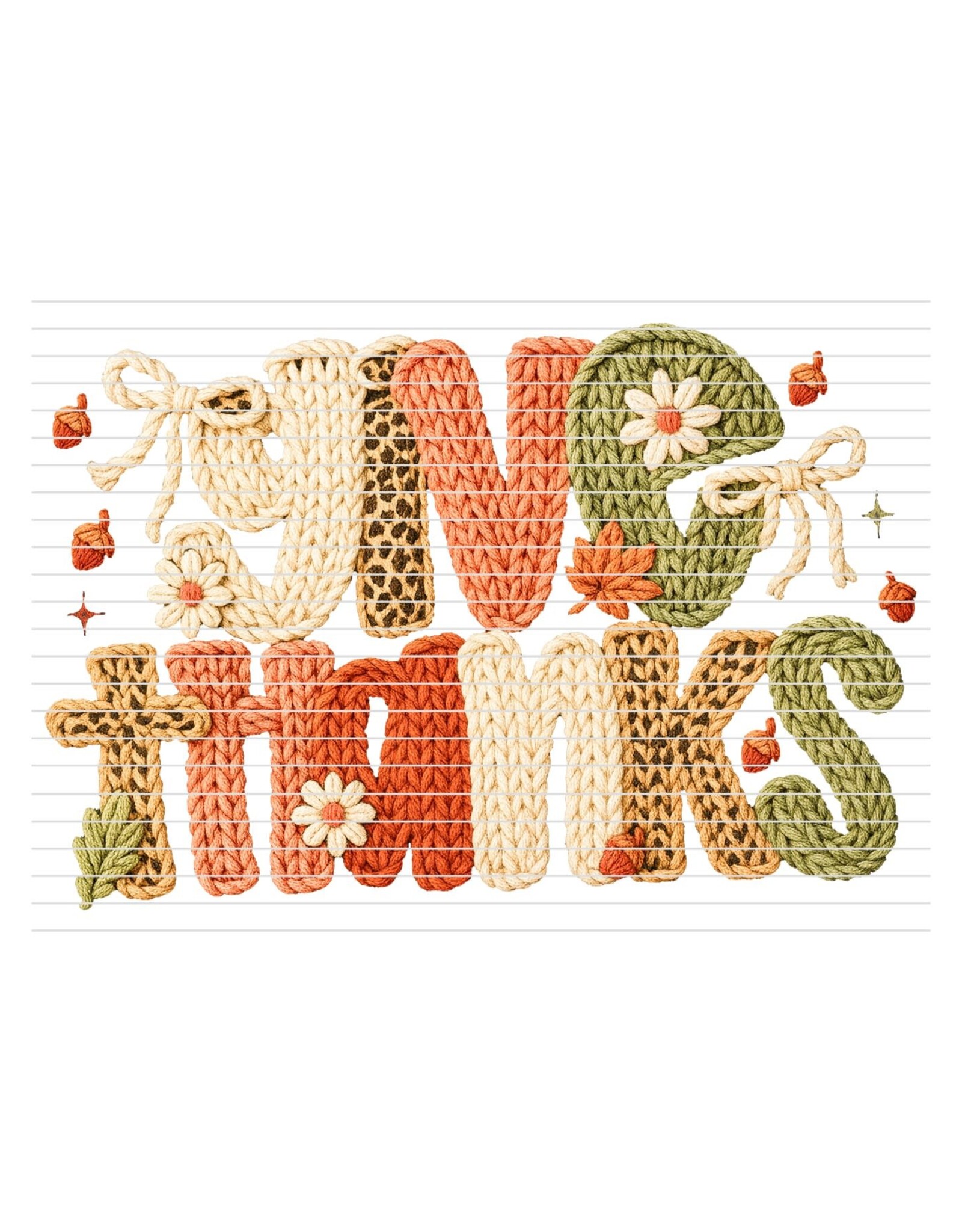DTF Print-320* 12secs Cold Peel- Give Thanks Fall Faux Yarn (Adult)