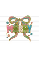DTF Print-320* 12secs Cold Peel- Faux Yarn Merry Bow (Adult)