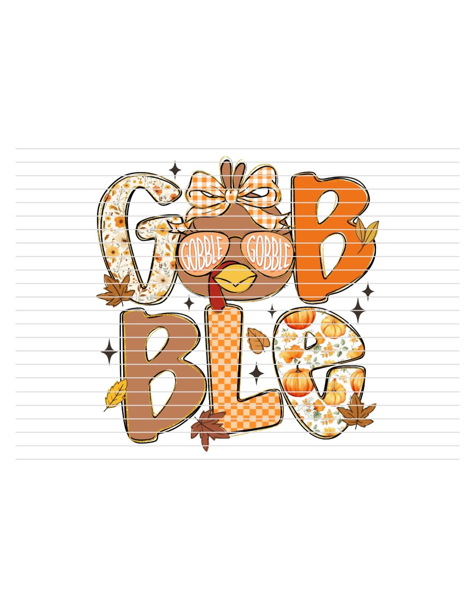 DTF Print-320* 12secs Cold Peel- Gobble Girl (Toddler/Youth) 7x7