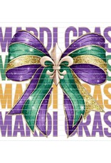 DTF Print-320* 12secs Cold Peel- Mardi Gras Repeat Bow (Adult)