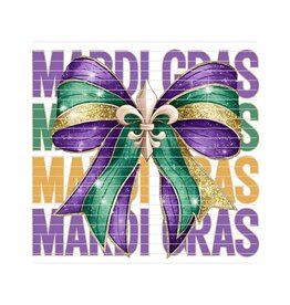 DTF Print-320* 12secs Cold Peel- Mardi Gras Repeat Bow (Adult)
