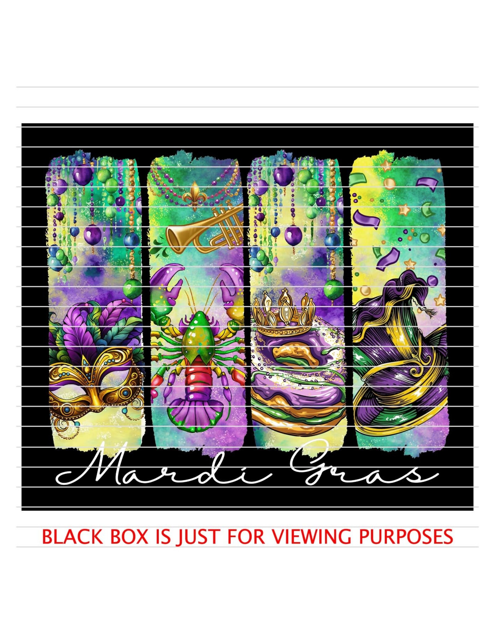 DTF Print-320* 12secs Cold Peel- Mardi Gras Brush Stroke (Adult)