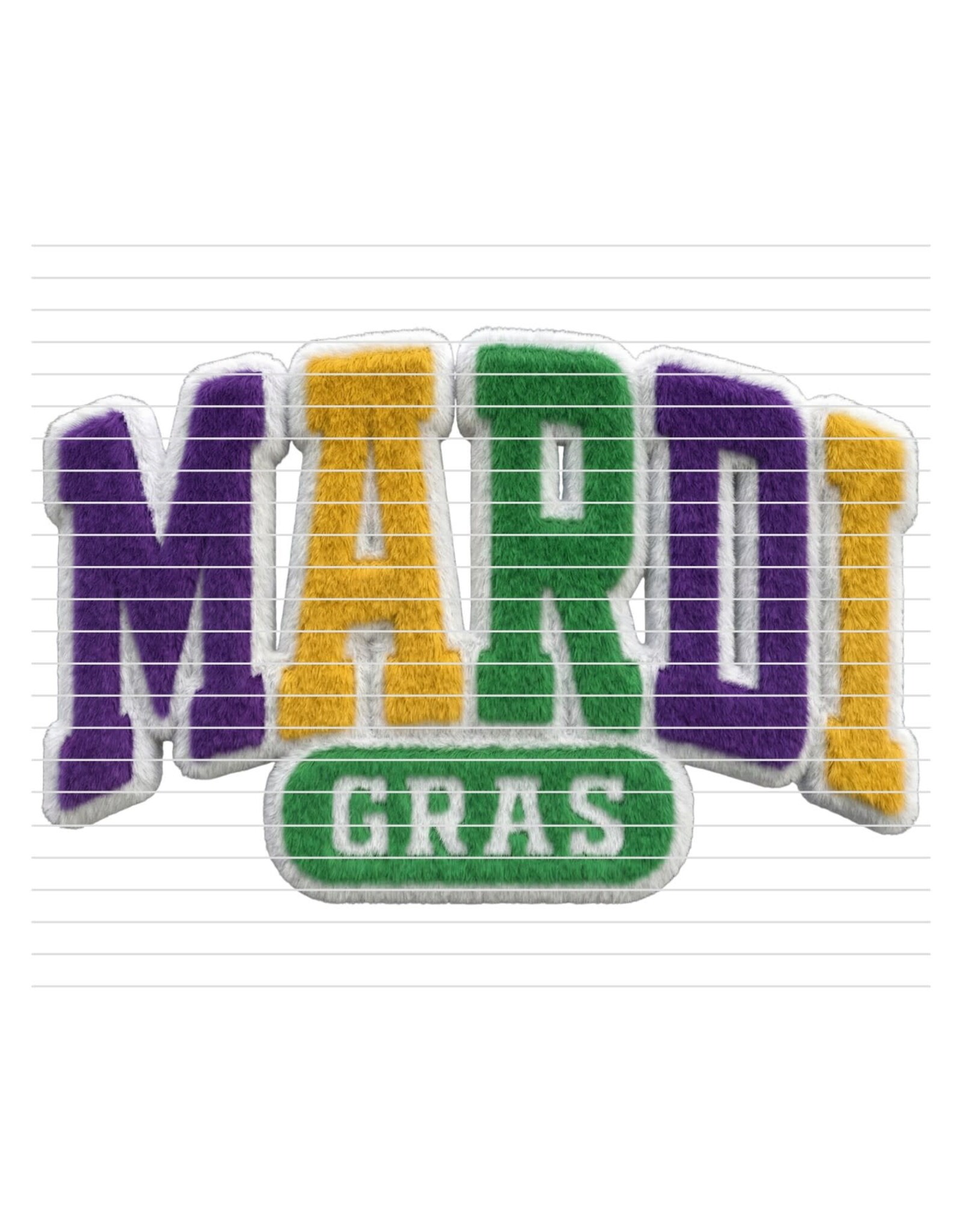 DTF Print-320* 12secs Cold Peel- Mardi Gras Faux Fur (Adult)