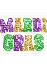 DTF Print-320* 12secs Cold Peel- Mardi Gras Block Glitter (Adult)