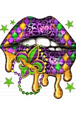 DTF Print 320* 12Sec COLD PEEL Mardi Gras Lips (Adult)