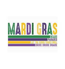 DTF Print-320* 12secs Cold Peel- Mardi Gras Distressed Lines (Adult)