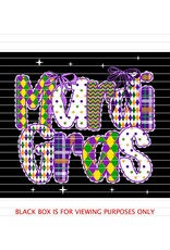 DTF Print-320* 12secs Cold Peel- Mardi Gras White Lace Doodle (Adult)