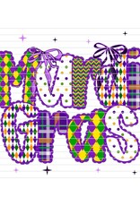 DTF Print-320* 12secs Cold Peel- Mardi Gras Purple Lace Doodle (Adult)
