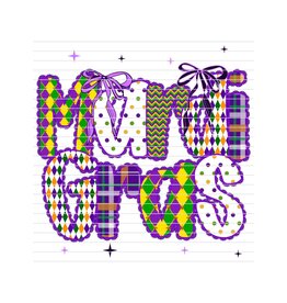 DTF Print-320* 12secs Cold Peel- Mardi Gras Purple Lace Doodle (Adult)