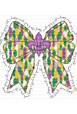 DTF Print-320* 12secs Cold Peel- Mardi Gras Brush Stroke Bow (Adult)