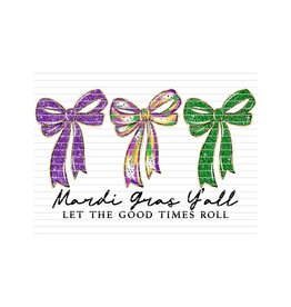 DTF Print-320* 12secs Cold Peel- Mardi Gras Coquette Bow Trio (Adult) Black Text