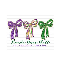 DTF Print-320* 12secs Cold Peel- Mardi Gras Coquette Bow Trio (Adult)