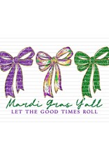 DTF Print-320* 12secs Cold Peel- Mardi Gras Coquette Bow Trio (Adult)