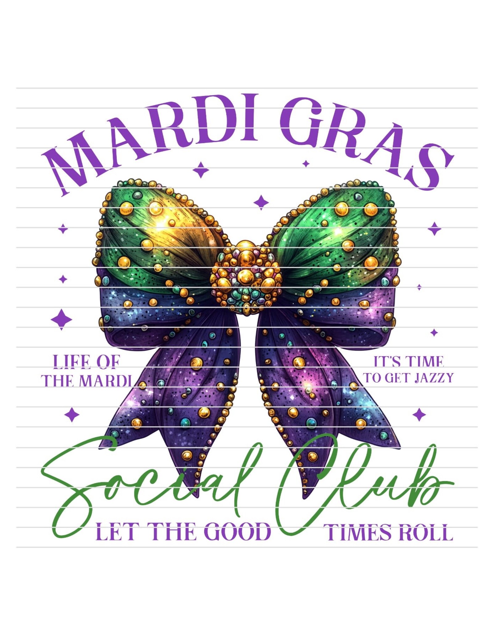 DTF Print-320* 12secs Cold Peel- Mardi Gras Social Club (Adult)