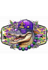 DTF Print-320* 12secs Cold Peel- Mardi Gras Camo Gator (Youth)