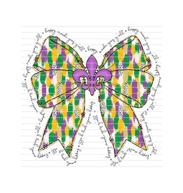 DTF Print-320* 12secs Cold Peel- Mardi Gras Brush Stroke Bow (Youth)