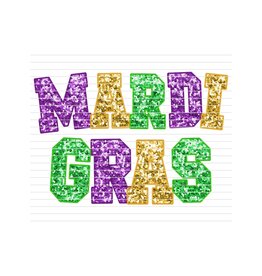 DTF Print-320* 12secs Cold Peel- Mardi Gras Block Glitter (Toddler)