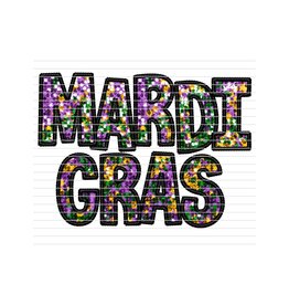DTF Print-320* 12secs Cold Peel- Mardi Gras Faux Sequin Stitch (Toddler/Youth)