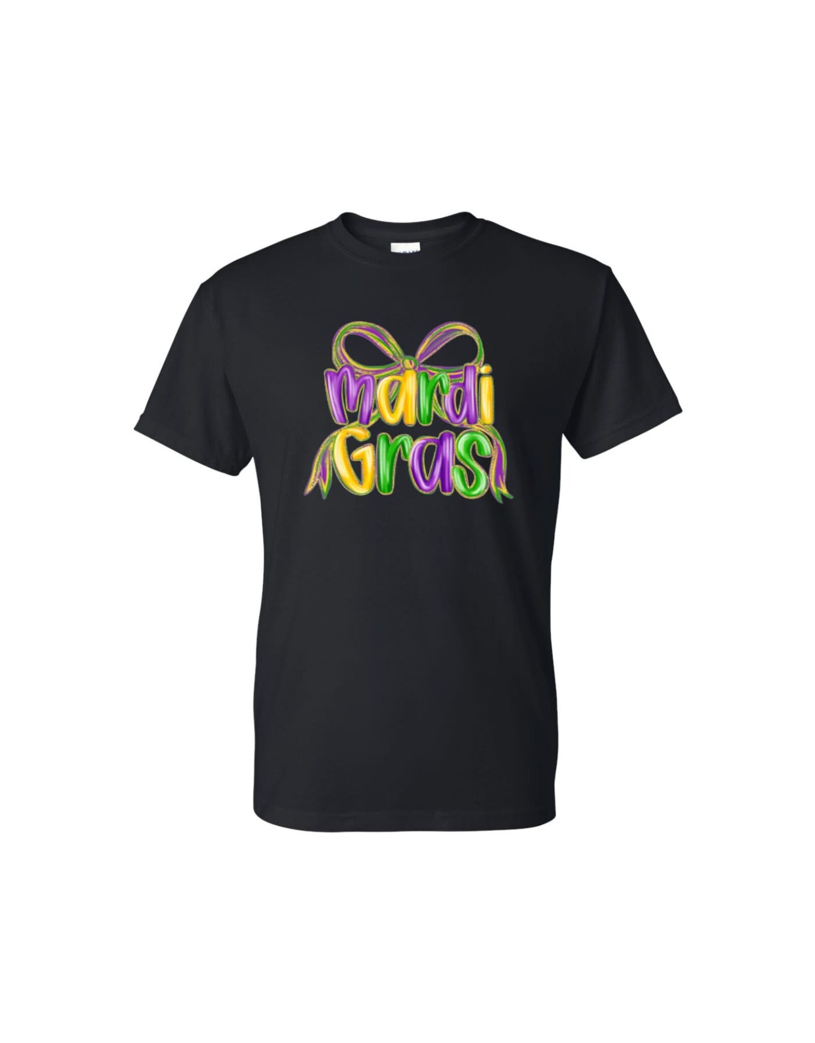 Mardi Gras Coquette Bow Adult Tee (Gildan 50/50)