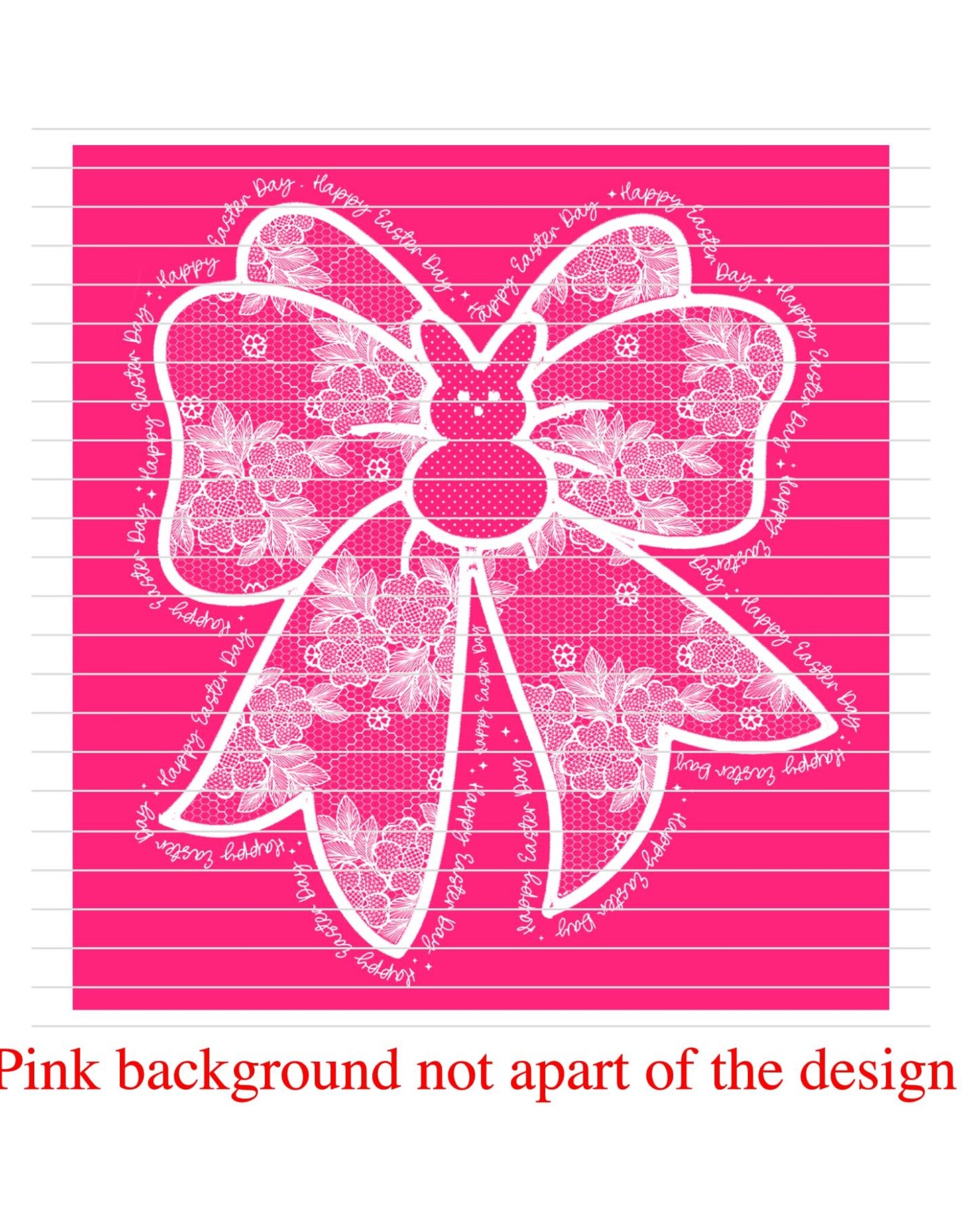 DTF Print 320* 12Sec COLD PEEL- Easter White Faux Lace Bow (9.25")