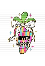 DTF Print-320* 12secs Cold Peel- Hippity Hoppity Easter Carrot Bow (7.75x11.5")