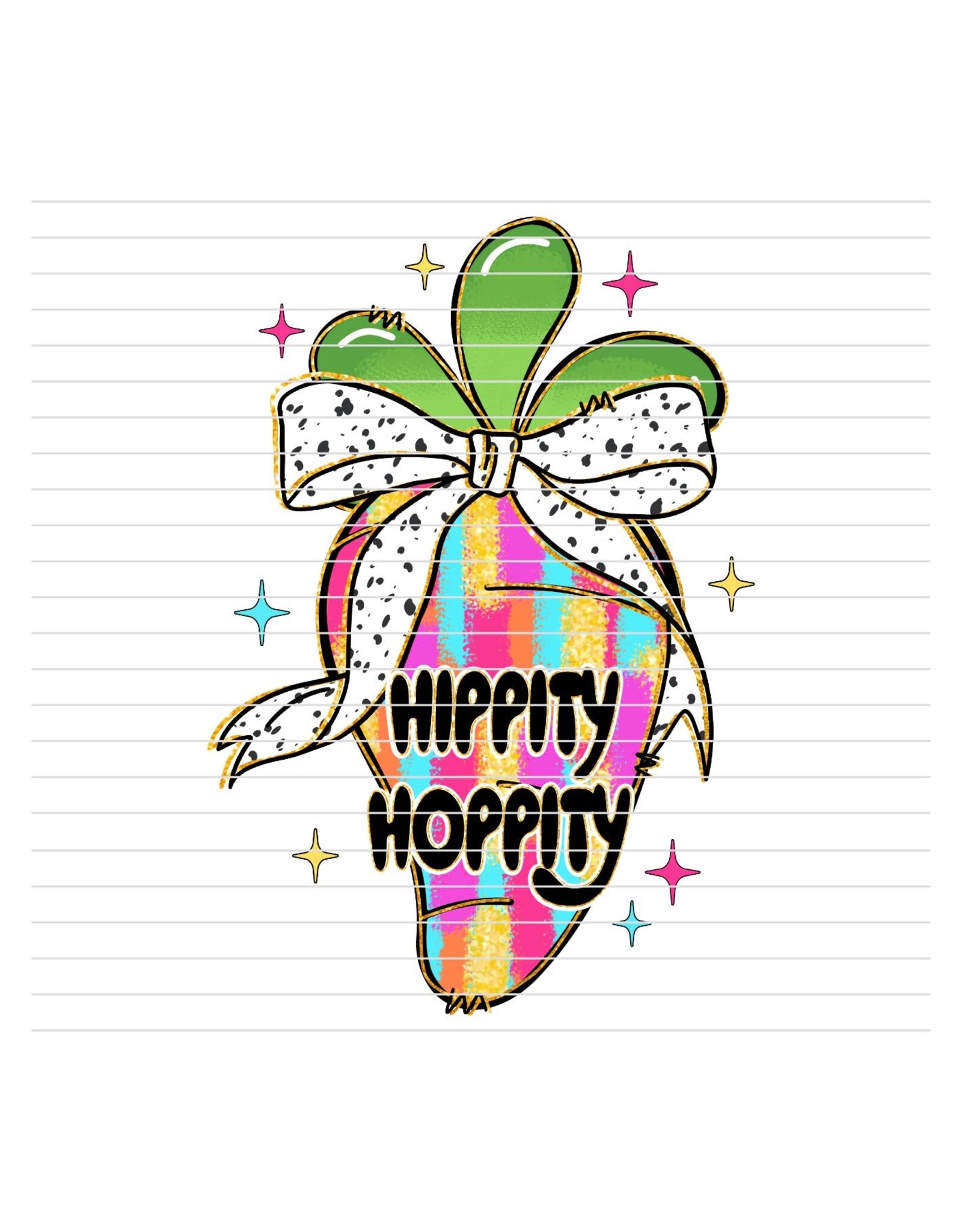 DTF Print-320* 12secs Cold Peel- Hippity Hoppity Easter Carrot Bow (7.75x11.5")