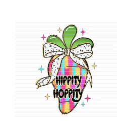 DTF Print-320* 12secs Cold Peel- Hippity Hoppity Easter Carrot Bow (7.75x11.5")