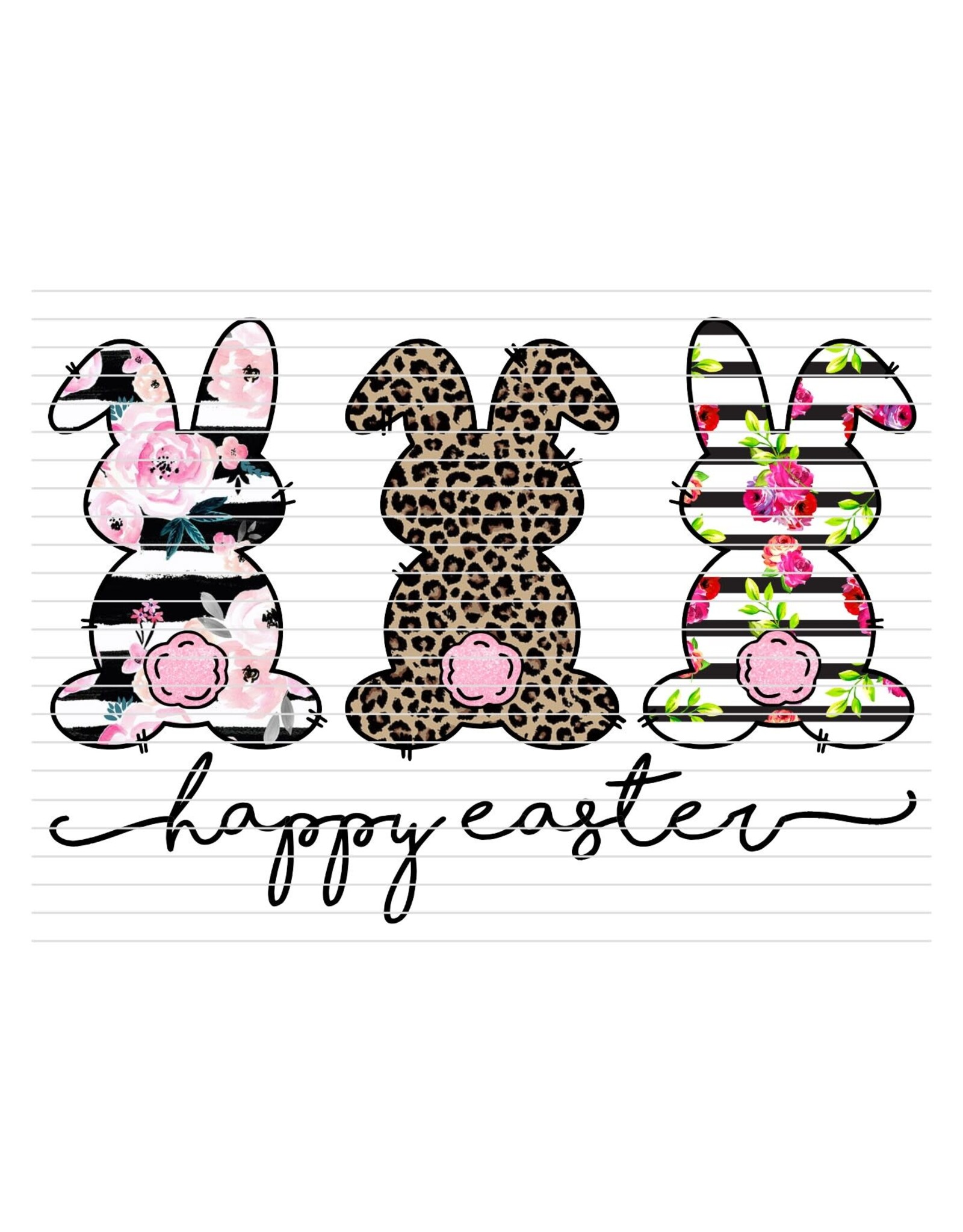 DTF Print 320* 12Sec COLD PEEL Bunny Trio Rose