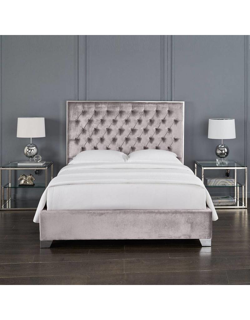 Kroma Bed Velvet Grey Queen Livin Style Furniture Xcella Kroma Velvet Grey Queen Bed